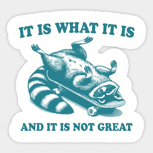 It Is What It Is And Its Not Great Funny Raccoon Meme Sticker by Visual Vibes